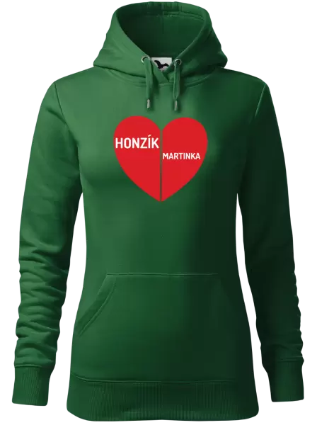 Dámská mikina Rozpůlené srdce se jmény