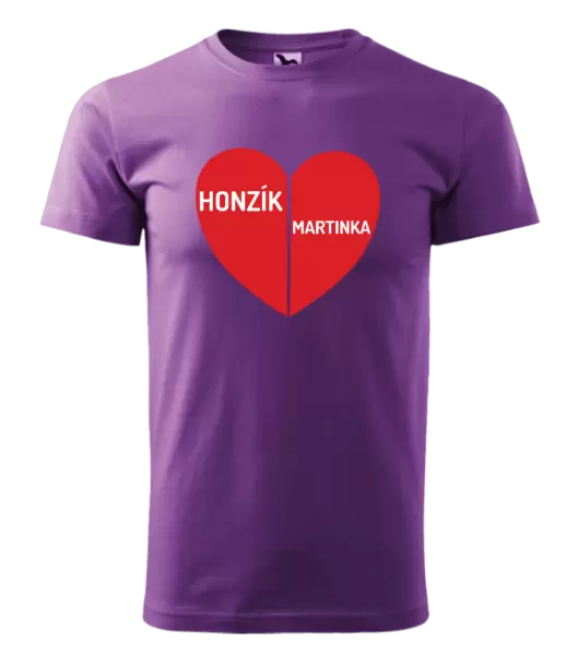 Pánské tričko Rozpůlené srdce se jmény