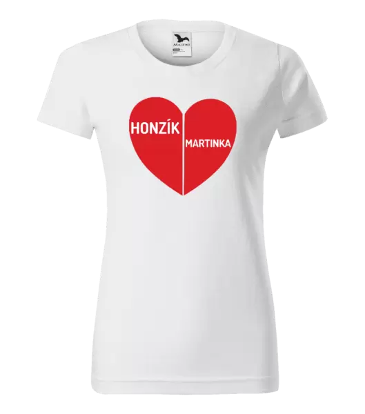 Dámské tričko Rozpůlené srdce se jmény