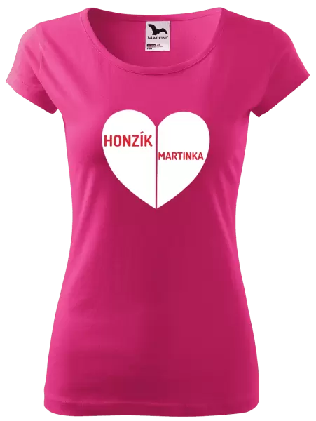 Dámské tričko Rozpůlené srdce se jmény