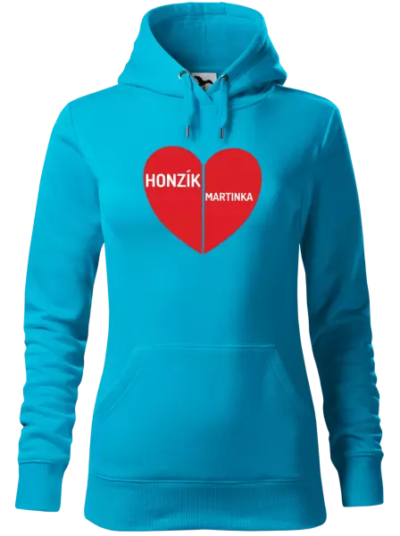 Dámská mikina Rozpůlené srdce se jmény