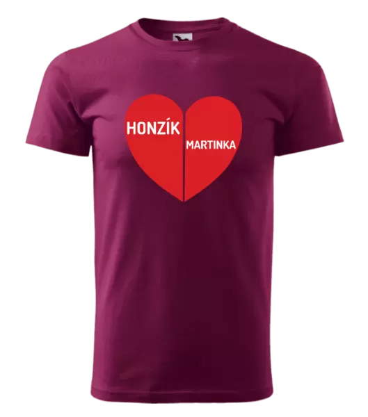Pánské tričko Rozpůlené srdce se jmény