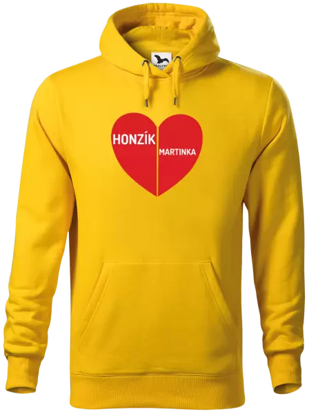 Pánská mikina Rozpůlené srdce se jmény