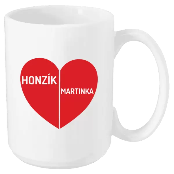 Hrnek Rozpůlené srdce se jmény