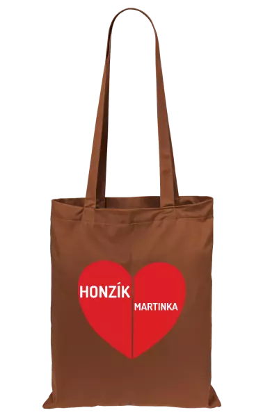 Látková taška Rozpůlené srdce se jmény