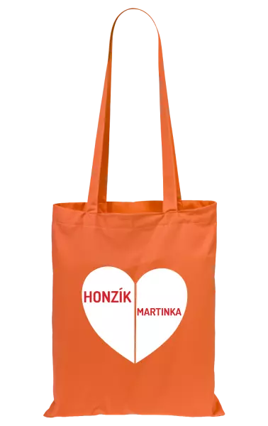Látková taška Rozpůlené srdce se jmény