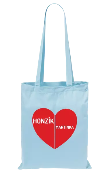Látková taška Rozpůlené srdce se jmény