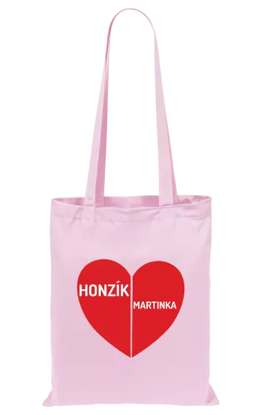 Látková taška Rozpůlené srdce se jmény