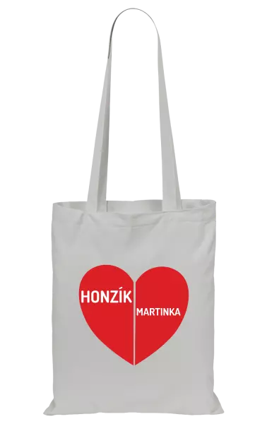 Látková taška Rozpůlené srdce se jmény