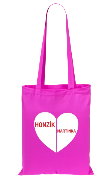 Látková taška Rozpůlené srdce se jmény