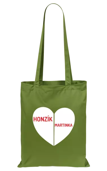 Látková taška Rozpůlené srdce se jmény
