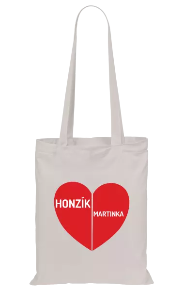 Látková taška Rozpůlené srdce se jmény
