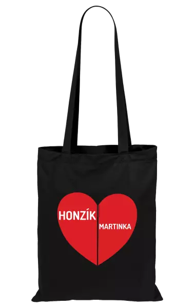 Látková taška Rozpůlené srdce se jmény