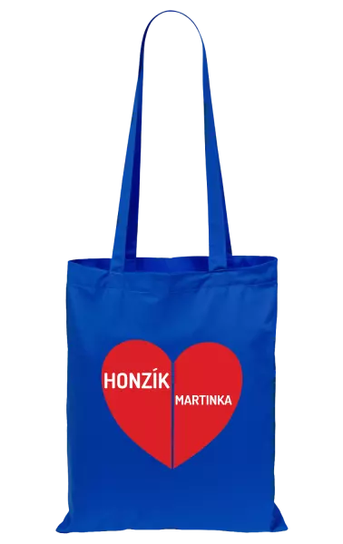 Látková taška Rozpůlené srdce se jmény