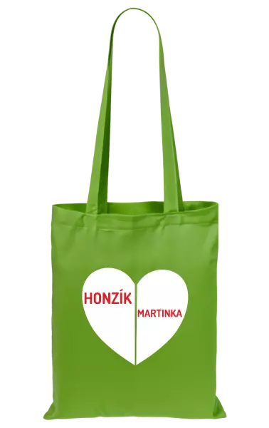 Látková taška Rozpůlené srdce se jmény