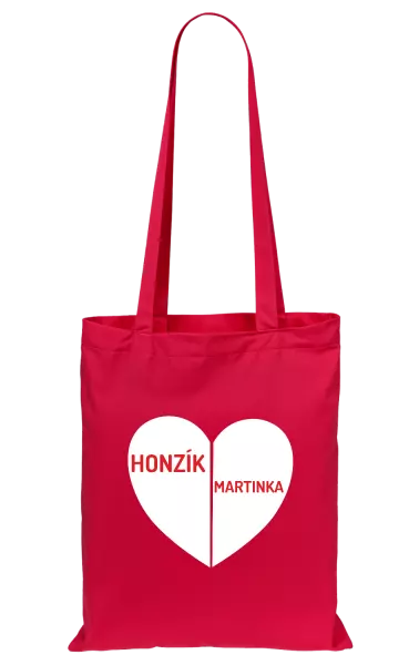 Látková taška Rozpůlené srdce se jmény
