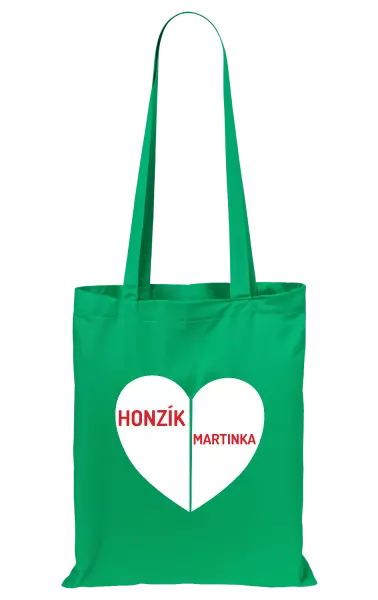 Látková taška Rozpůlené srdce se jmény