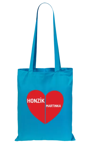 Látková taška Rozpůlené srdce se jmény