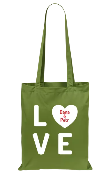 Látková taška Love se jmény