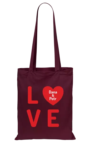 Látková taška Love se jmény