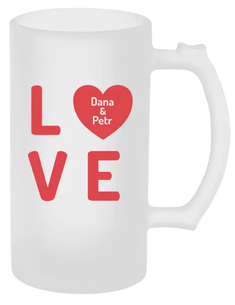 Půllitr Love se jmény