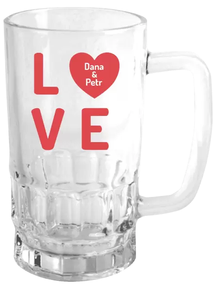 Půllitr Love se jmény