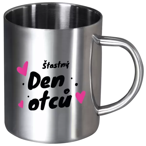 Nerezový hrnek Šťastný den otců - srdce