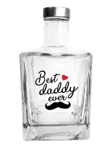Fľaša, sklenená hranatá  Best daddy ever