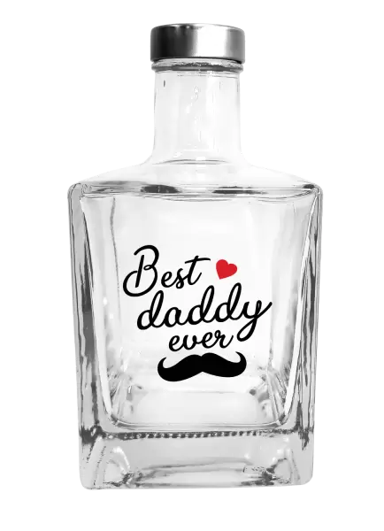 Fľaša, sklenená hranatá  Best daddy ever