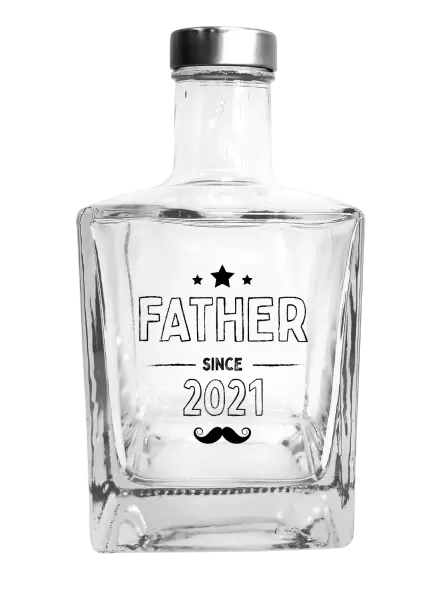 Fľaša, sklenená hranatá Father since