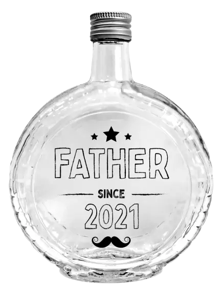 Fľaša, sklenená guľatá Father since