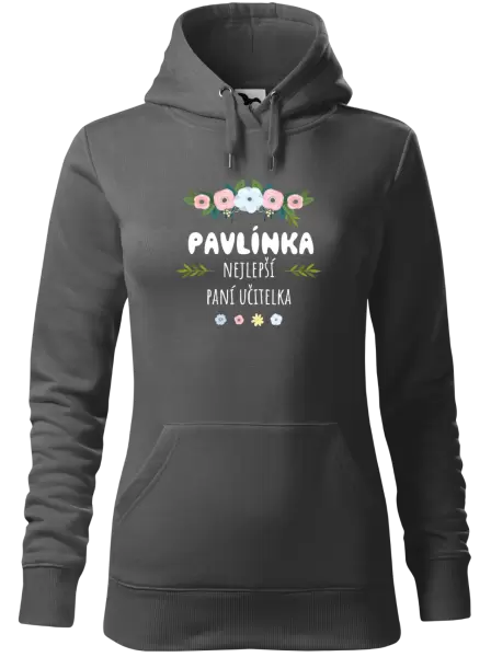 Dámská mikina Nejlepší paní učitelka - květy s lístečky