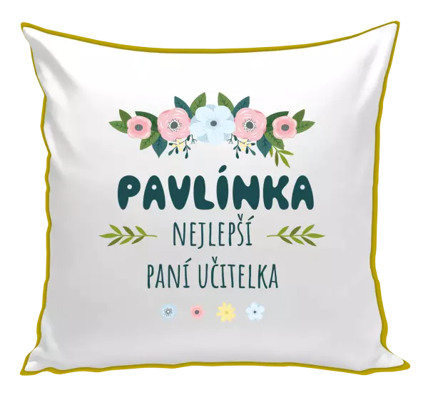 Polštář Nejlepší paní učitelka - květy s lístečky