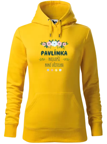 Dámská mikina Nejlepší paní učitelka - květy s lístečky