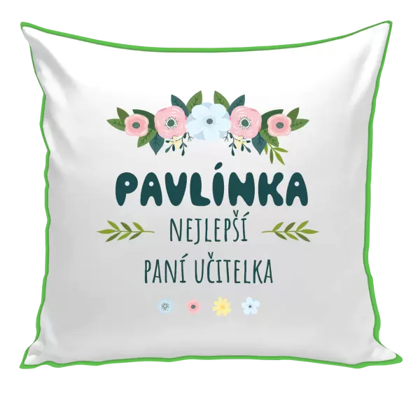 Polštář Nejlepší paní učitelka - květy s lístečky