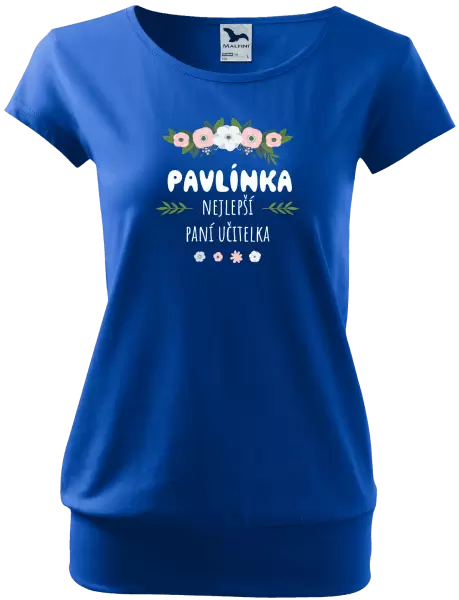 Dámské tričko Nejlepší paní učitelka - květy s lístečky