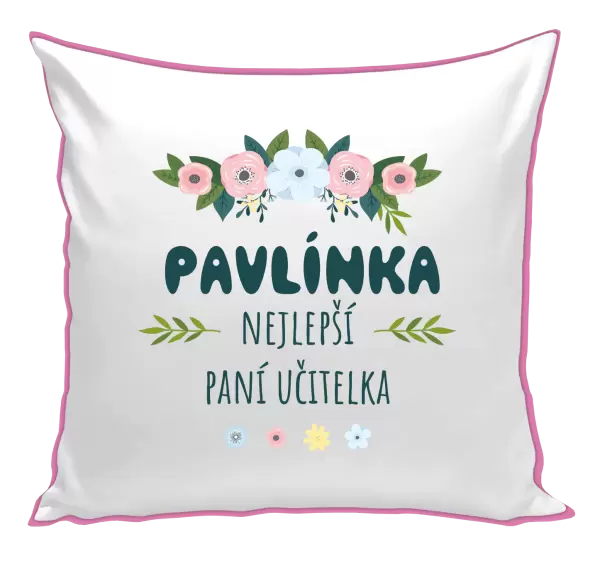 Polštář Nejlepší paní učitelka - květy s lístečky