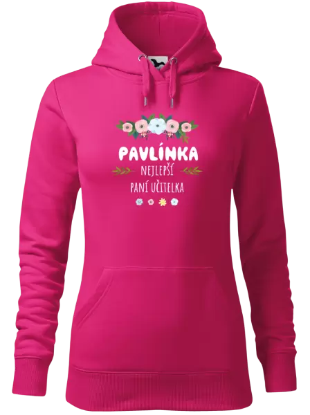 Dámská mikina Nejlepší paní učitelka - květy s lístečky