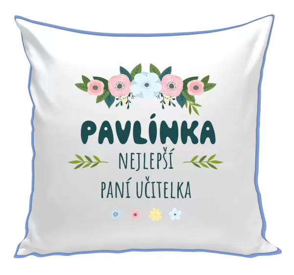 Polštář Nejlepší paní učitelka - květy s lístečky