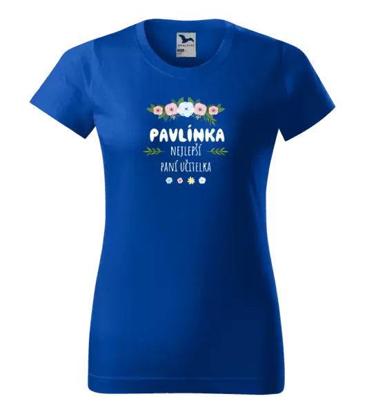 Dámské tričko Nejlepší paní učitelka - květy s lístečky