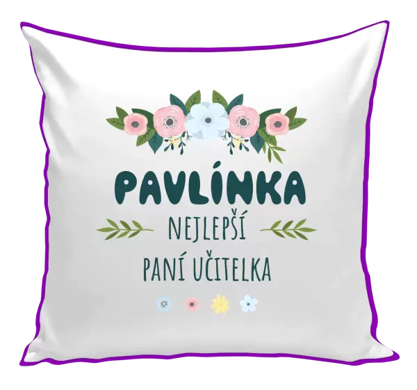 Polštář Nejlepší paní učitelka - květy s lístečky