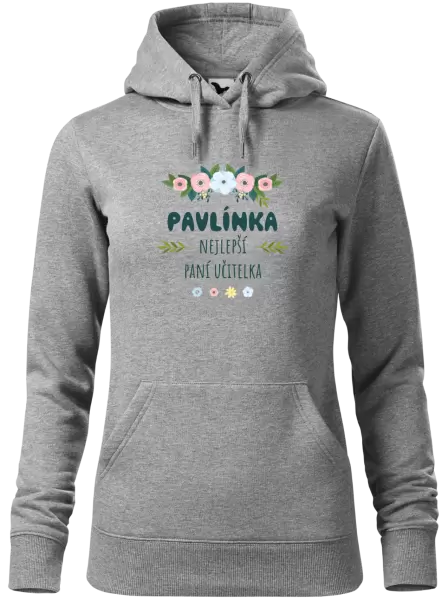 Dámská mikina Nejlepší paní učitelka - květy s lístečky
