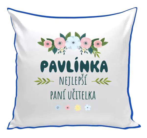 Polštář Nejlepší paní učitelka - květy s lístečky