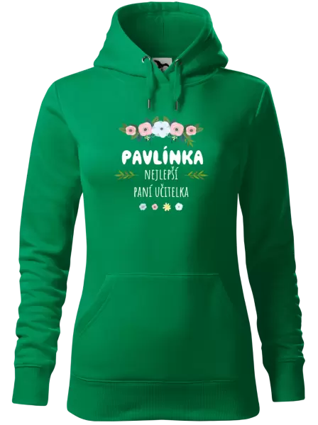Dámská mikina Nejlepší paní učitelka - květy s lístečky