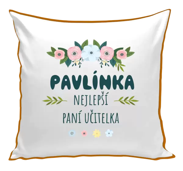 Polštář Nejlepší paní učitelka - květy s lístečky