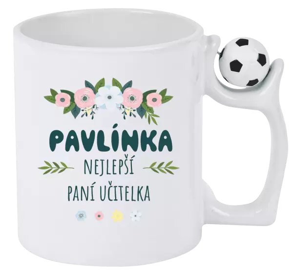 Hrnek Nejlepší paní učitelka - květy s lístečky