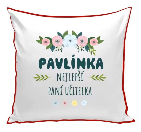 Polštář Nejlepší paní učitelka - květy s lístečky