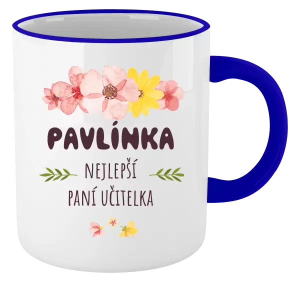 Hrnek Nejlepší paní učitelka - růžové květy