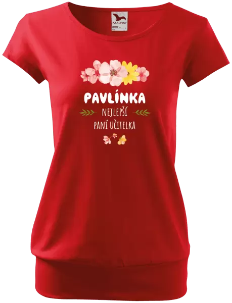 Dámské tričko Nejlepší paní učitelka - růžové květy
