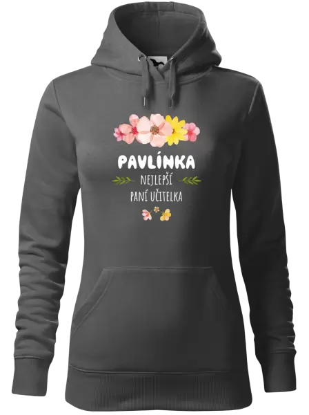 Dámská mikina Nejlepší paní učitelka - růžové květy